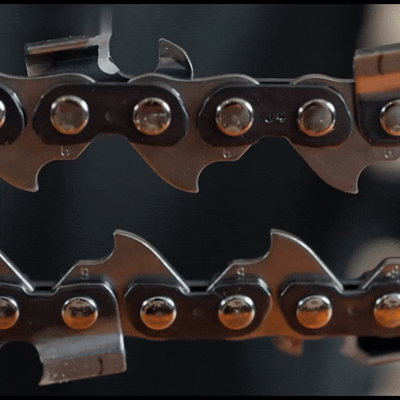 Sharpened chainsaw chain ready to use