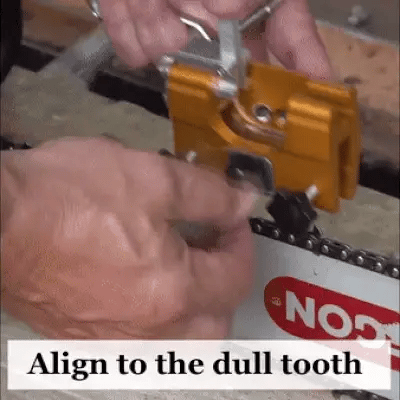 Adjusting the pawl stop on the chainsaw sharpener